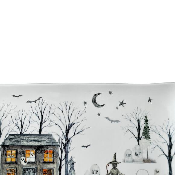 POTTER'S STUDIO Halloween Haunted House Serving Platter 7x14 Ceramic Spooky NEW - Picture 11 of 12